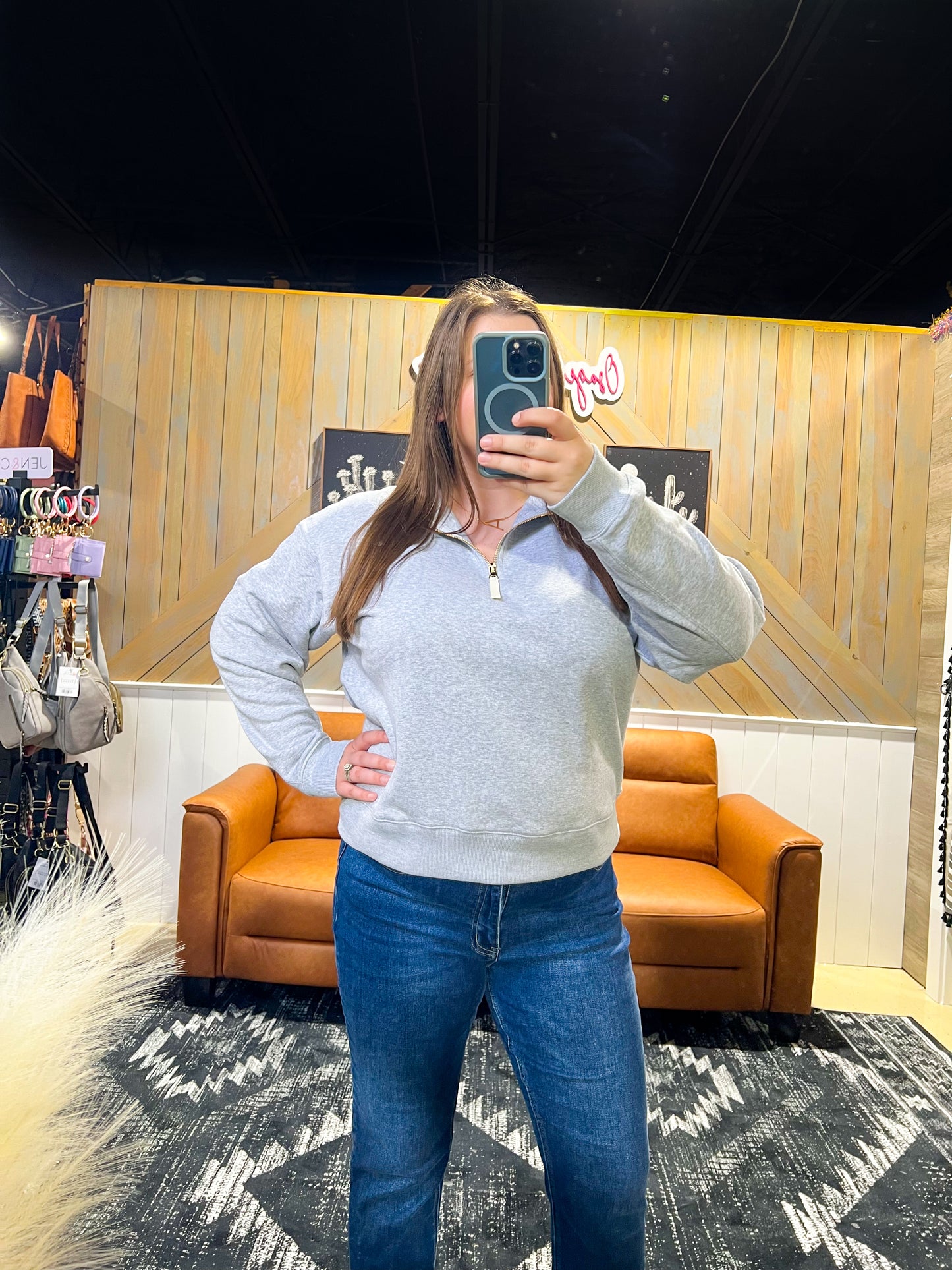 Heather Grey Fleece 1/4 Zip Pullover