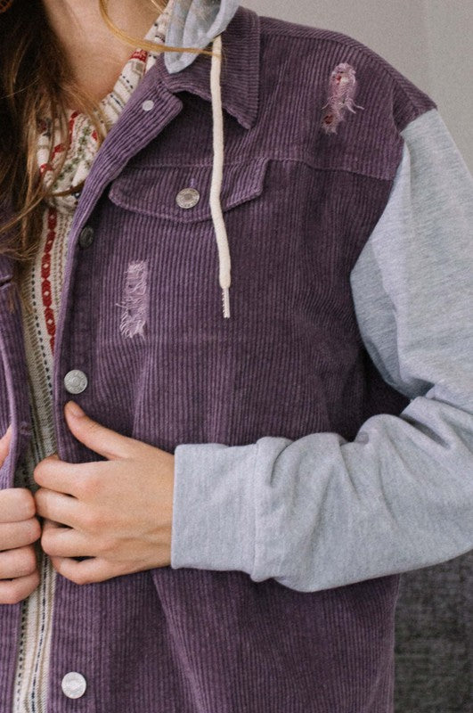M/L Violet Corduroy Sweatshirt Jacket