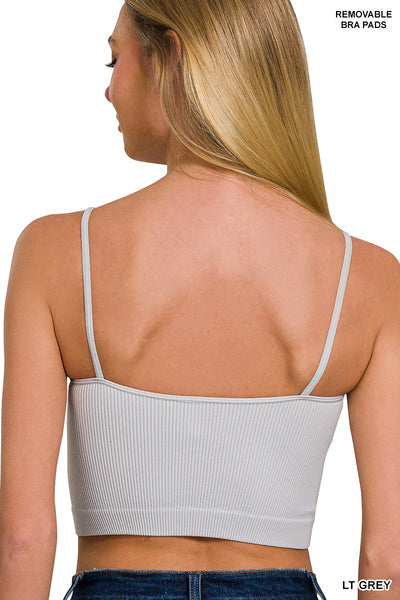 Light Grey Ribbed Seamless Padded Bralette