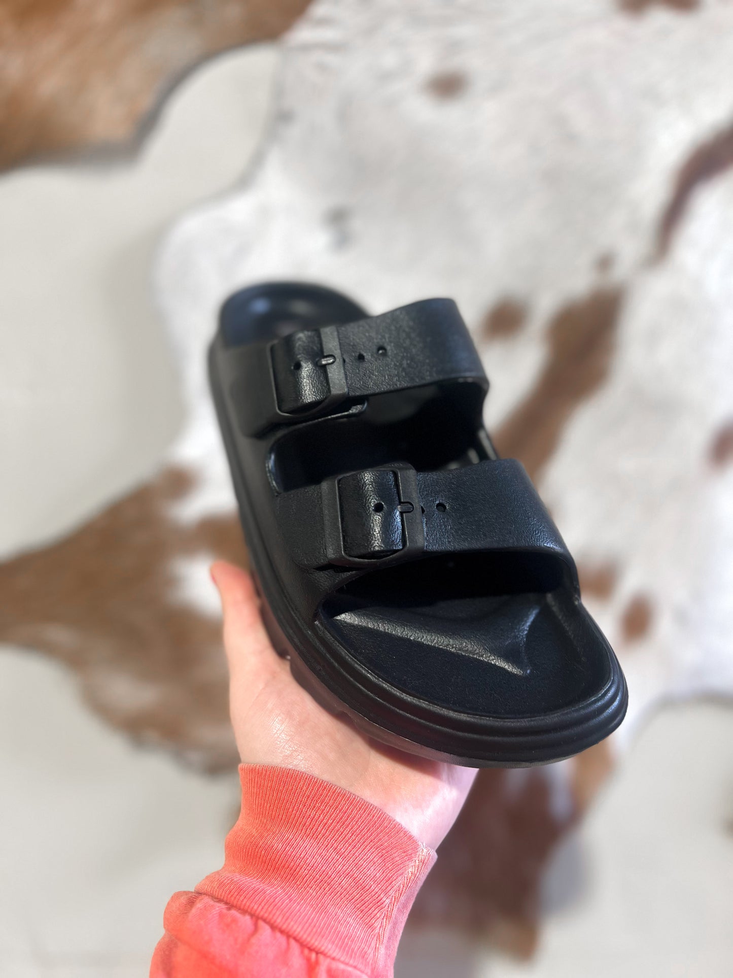 Corkys Cabana Black Rubber Platform Slides