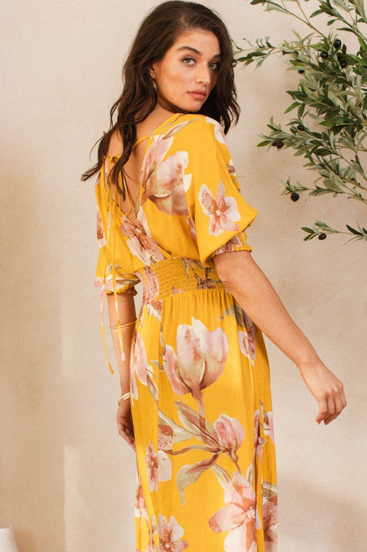 Mustard Floral Maxi Dress