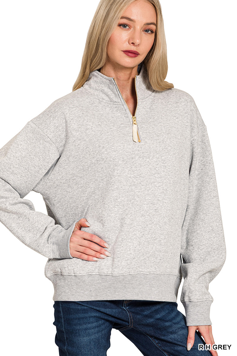 Heather Grey Fleece 1/4 Zip Pullover