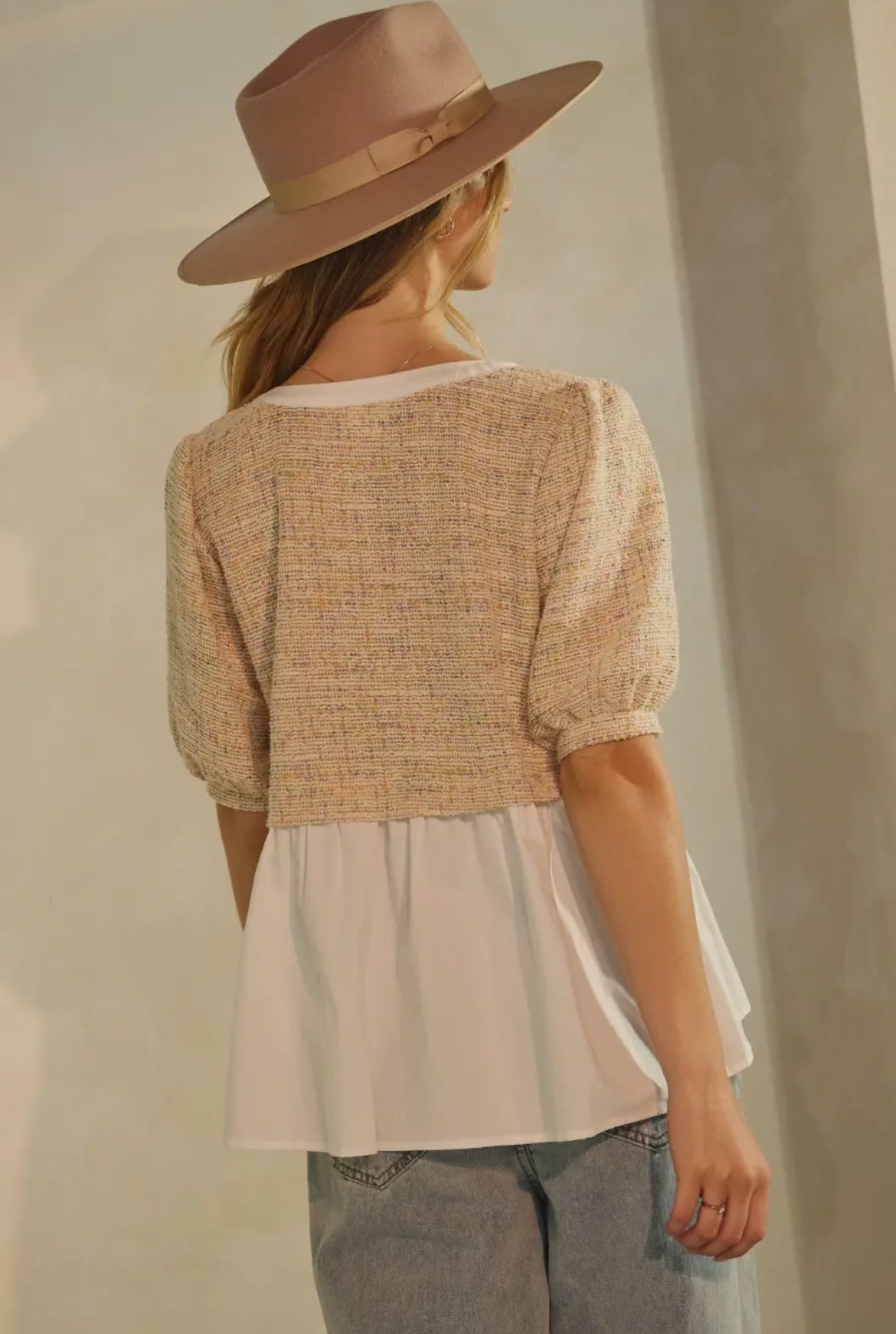 Oatmeal Layered V-Neck Top