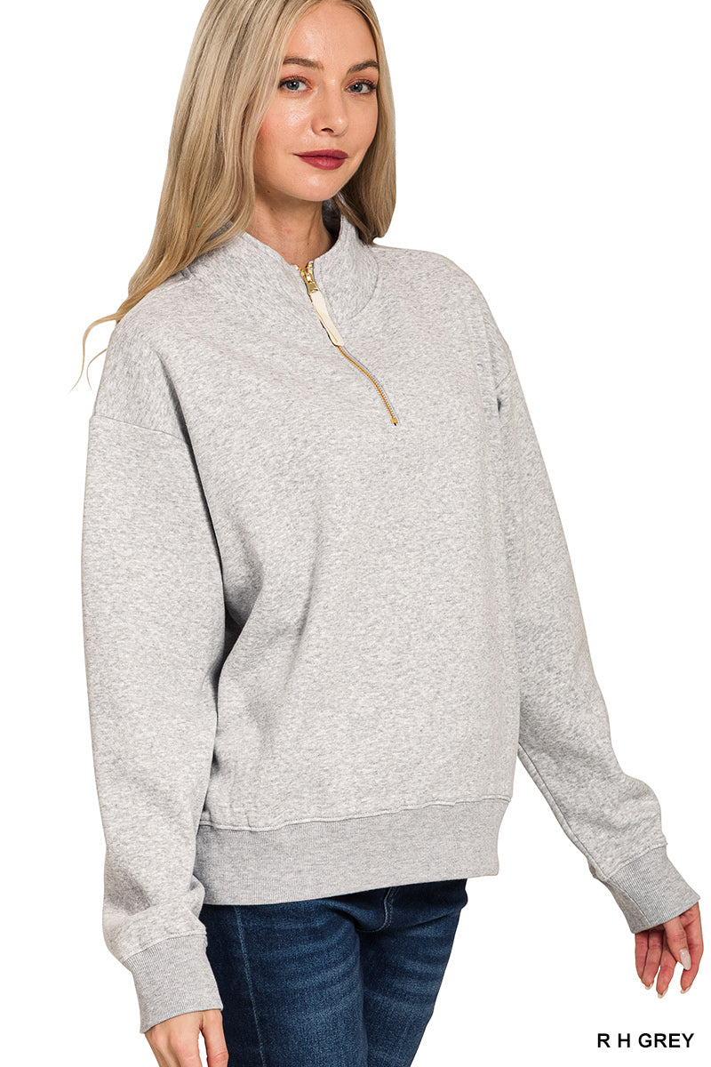 Heather Grey Fleece 1/4 Zip Pullover