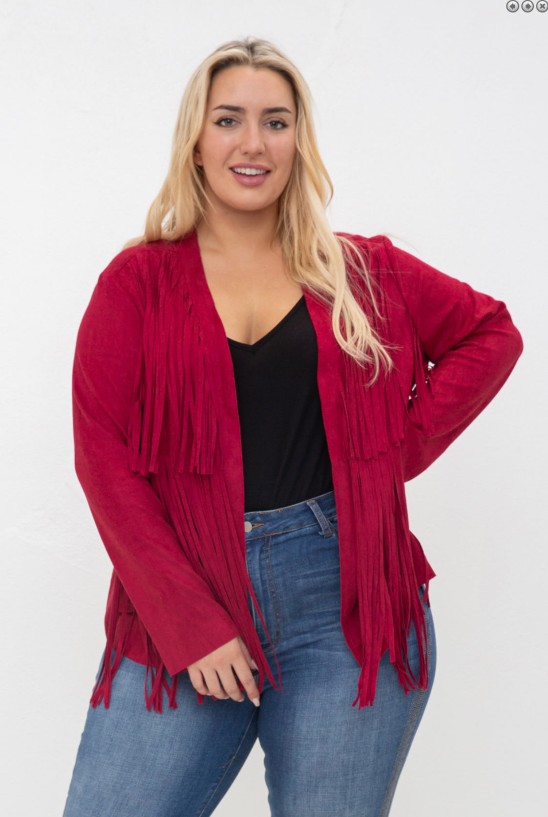Burgundy Suede Fringe Jacket