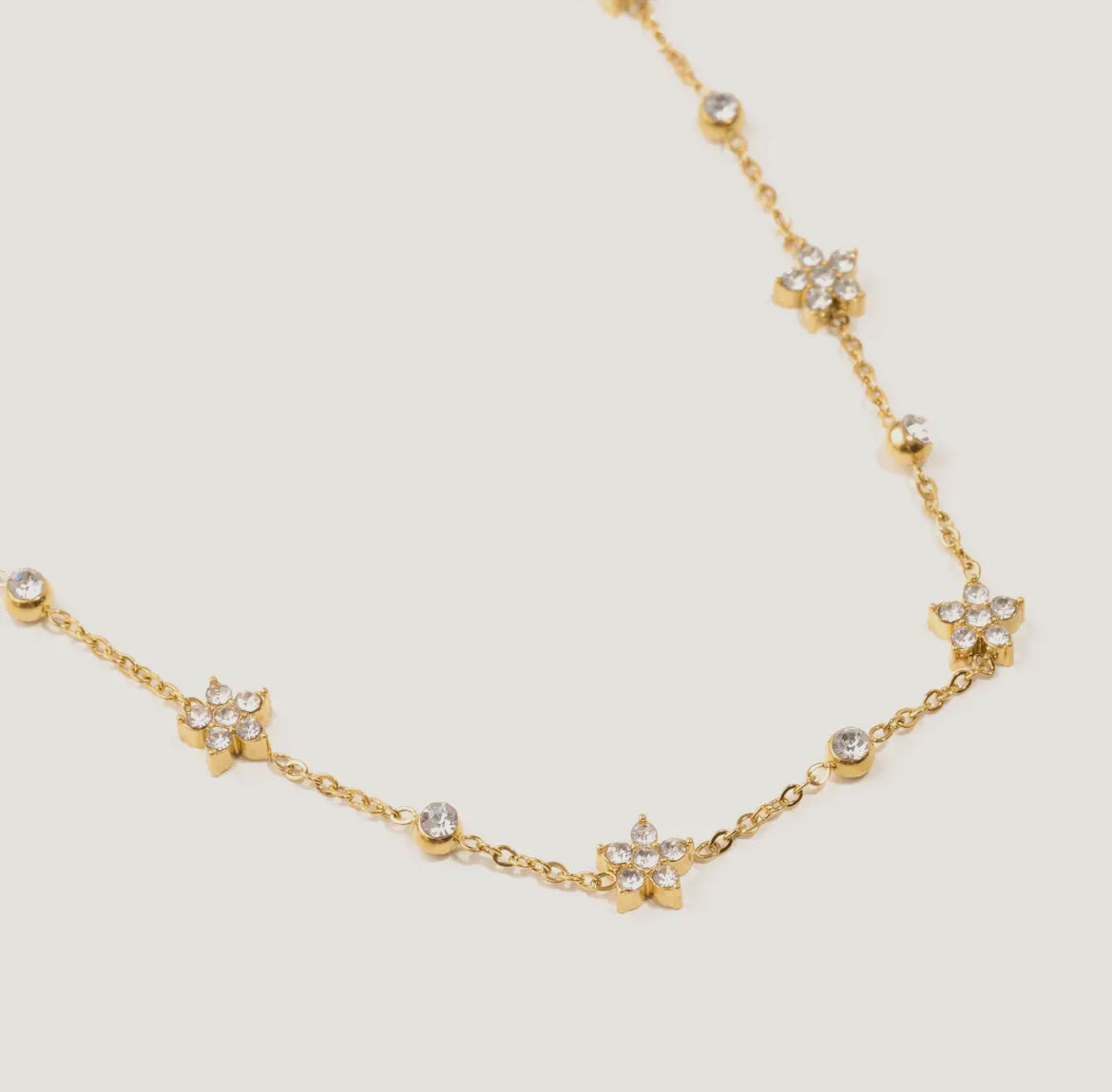Gold Jessica Crystal Flower Necklace
