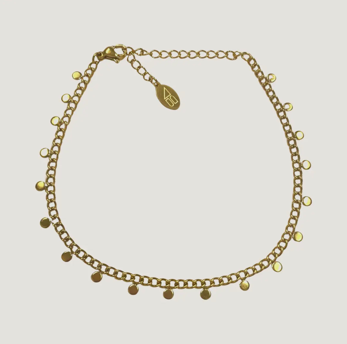 Gold Mini Disk Waterproof Anklet