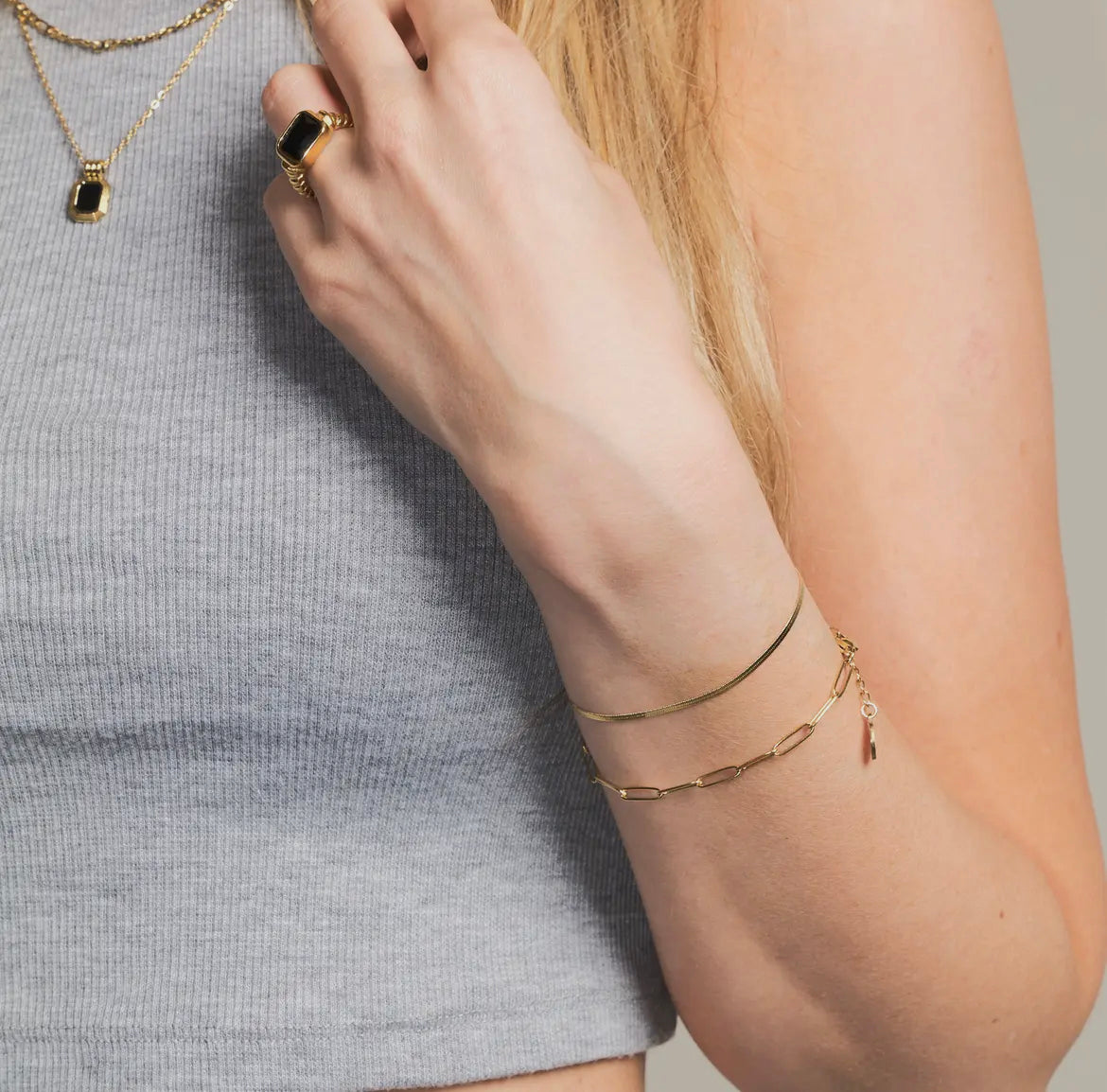 Gold Sasha Paperclip Chain Bracelet