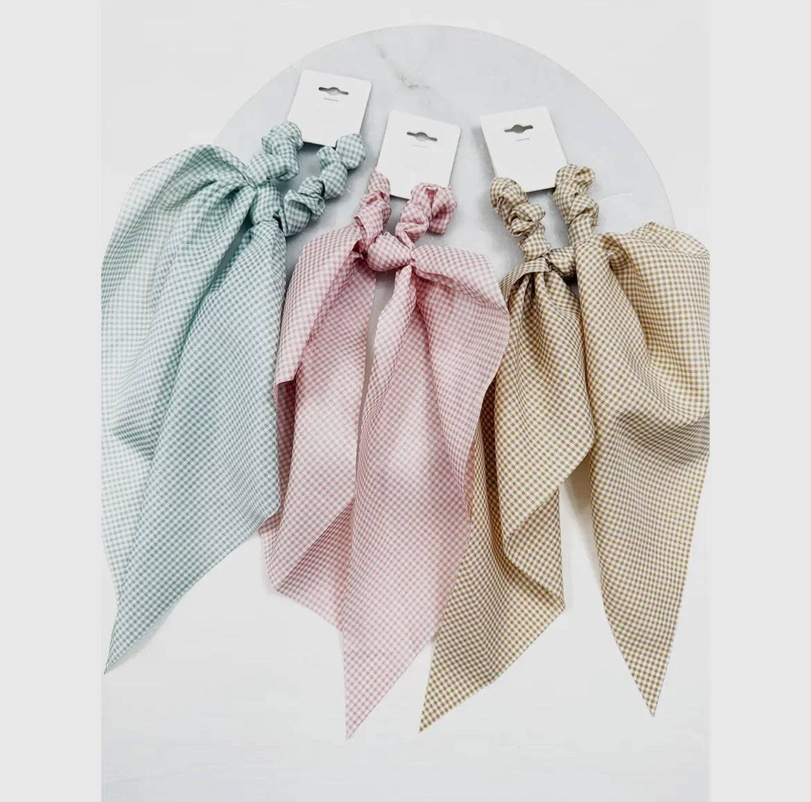 Gingham Long Tail Hair Scrunchie