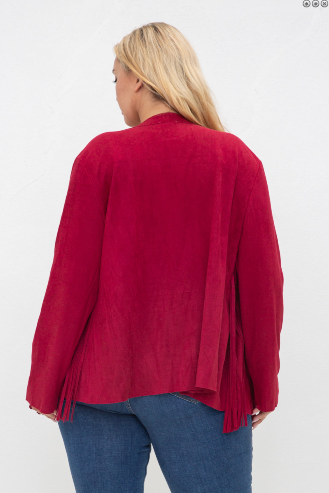 Burgundy Suede Fringe Jacket