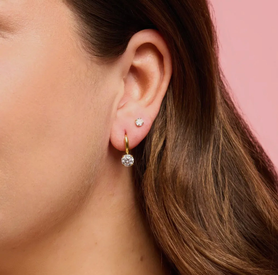 Gold Gem Huggie Earrings