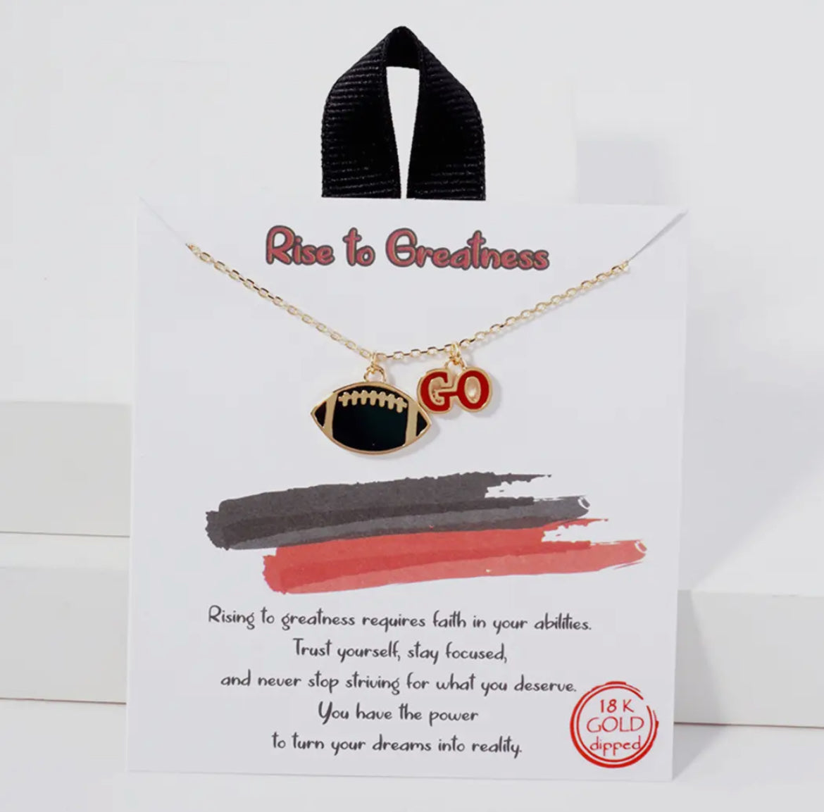 Black Football Charm Necklace