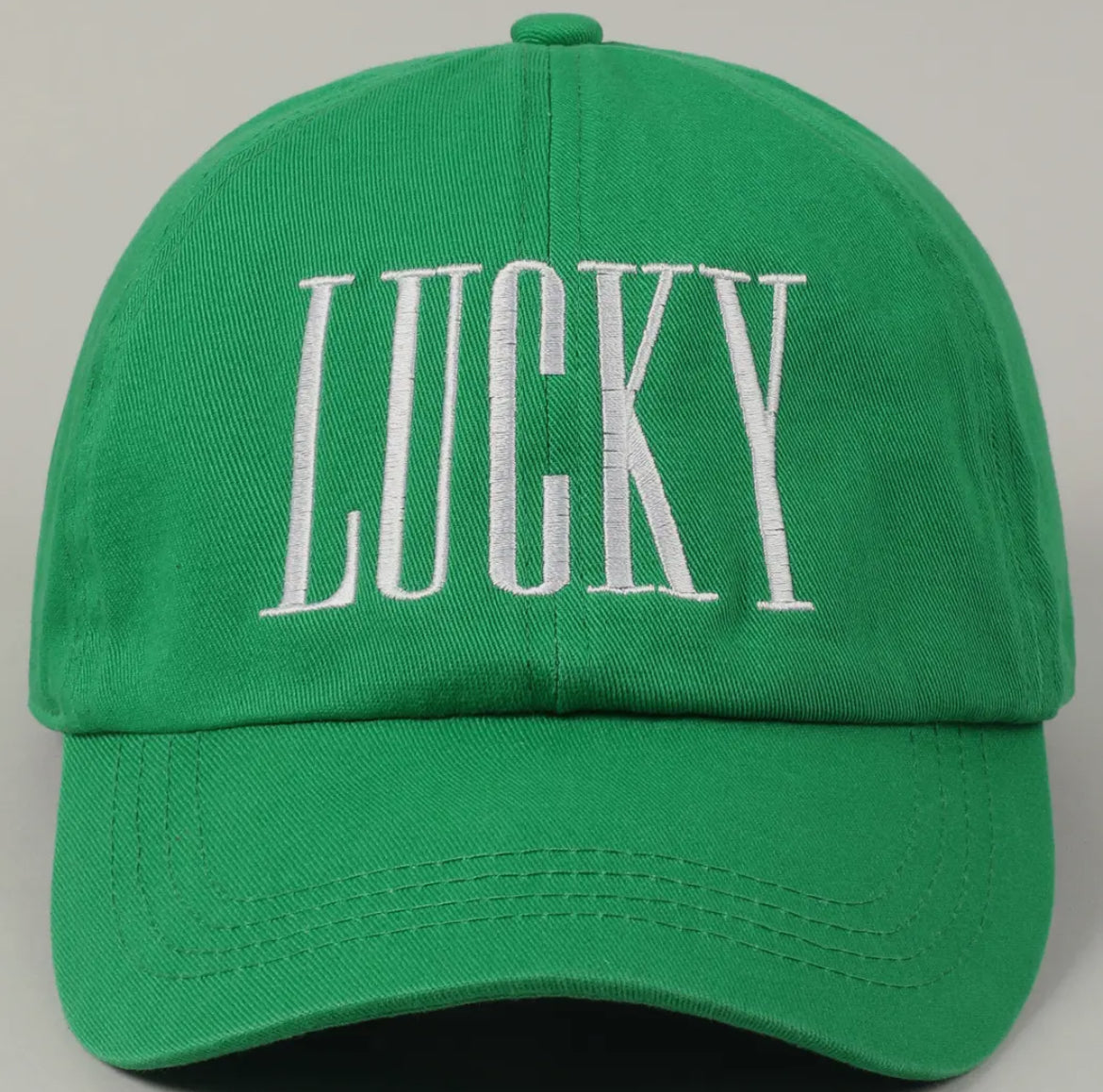 Green Lucky Embroidered Baseball Hat