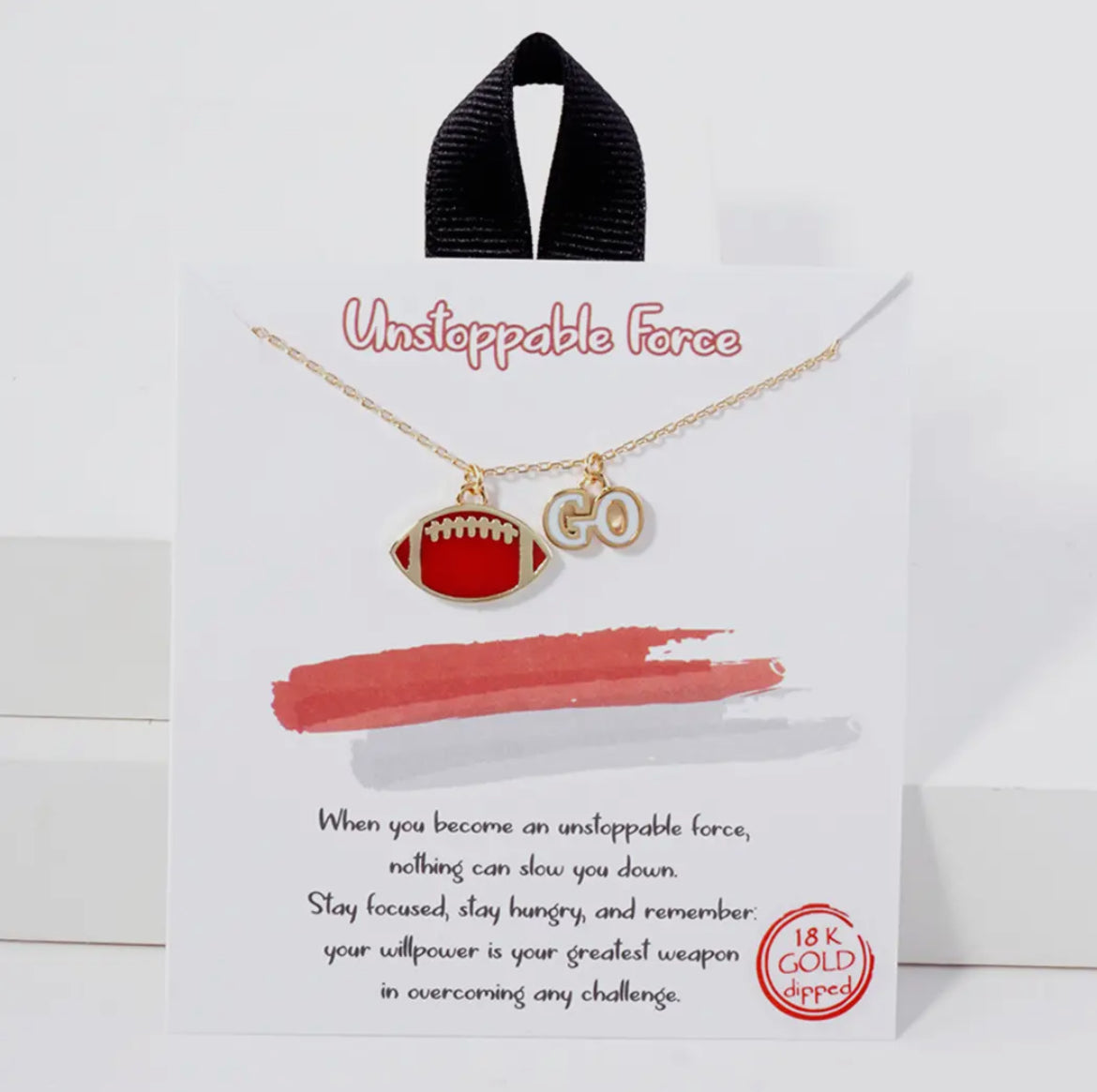 Red Football Charm Necklace