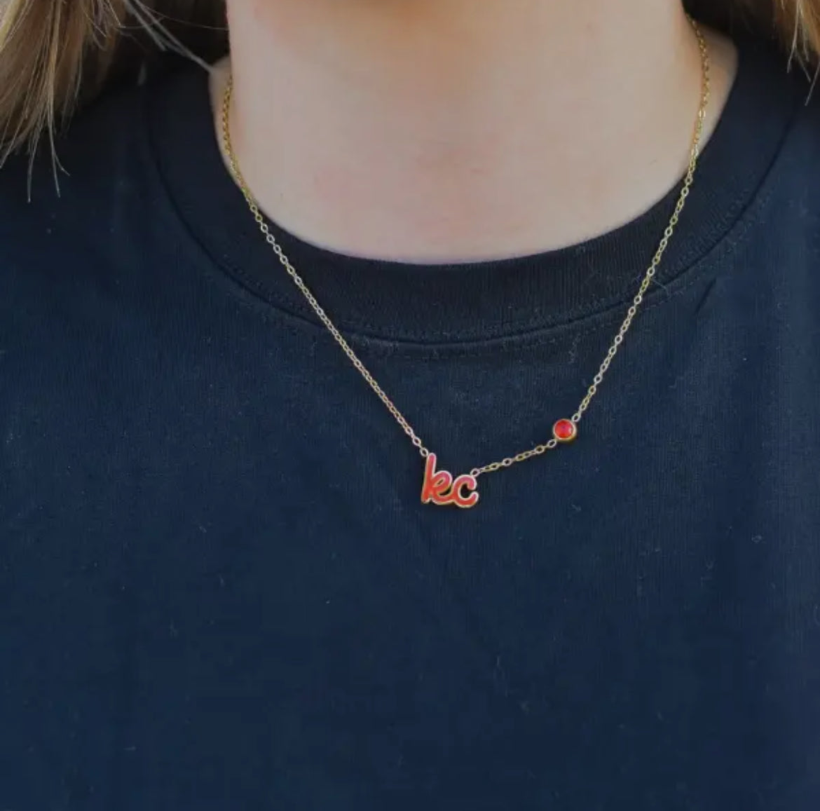 Kansas City Red Script Necklace