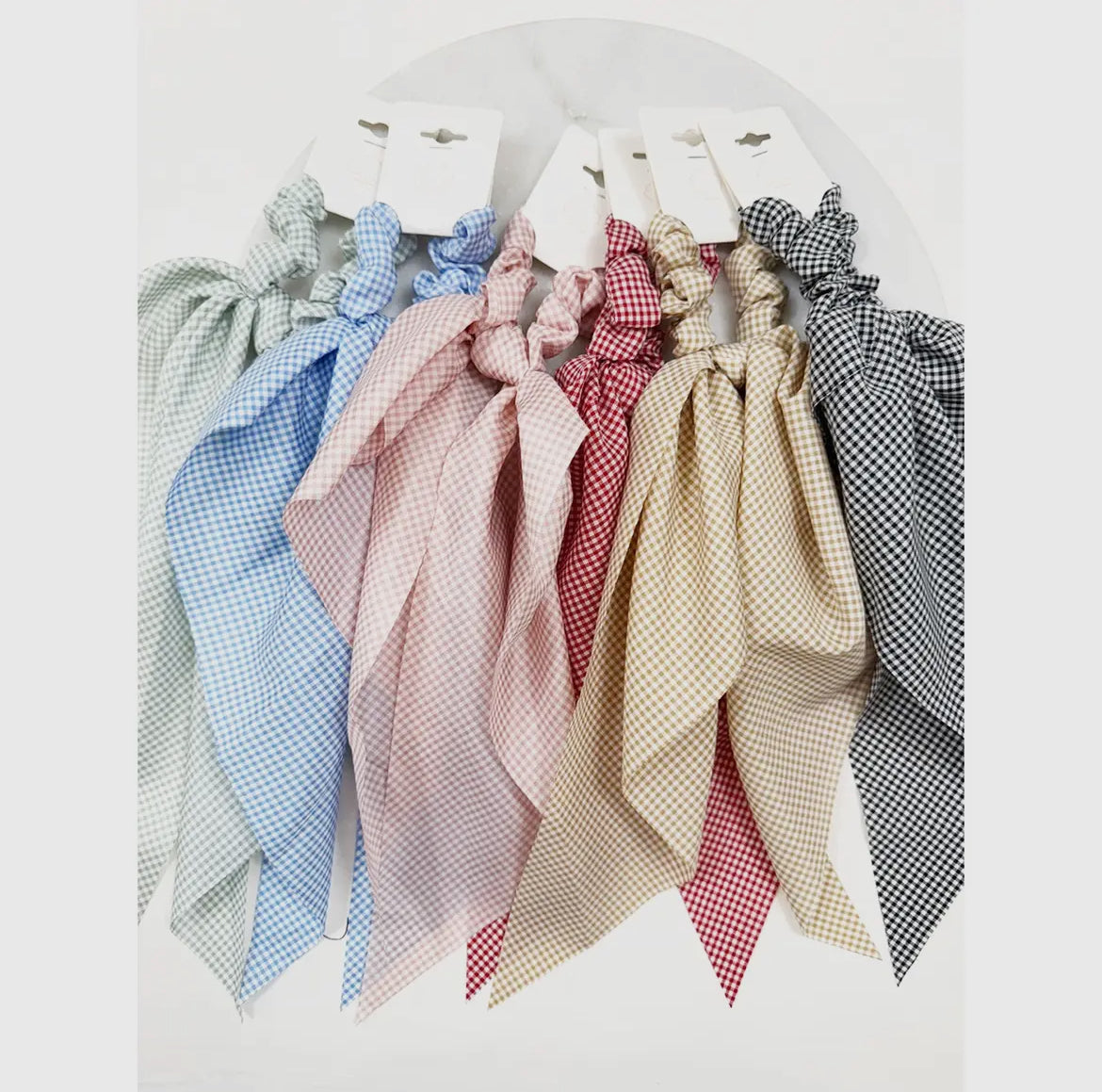 Gingham Long Tail Hair Scrunchie