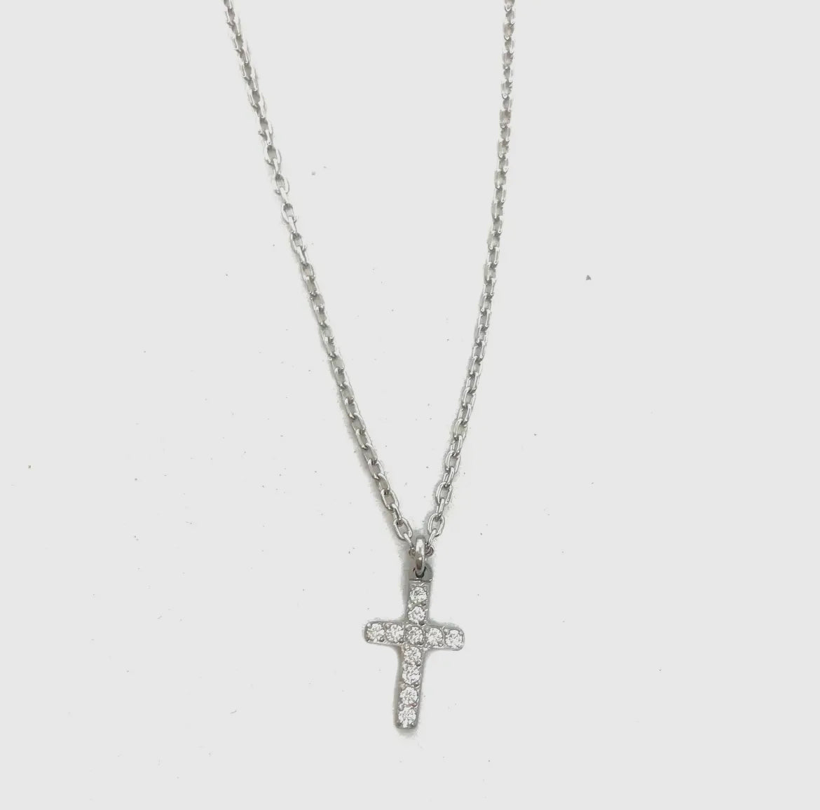 Silver Crystal Cross Necklace