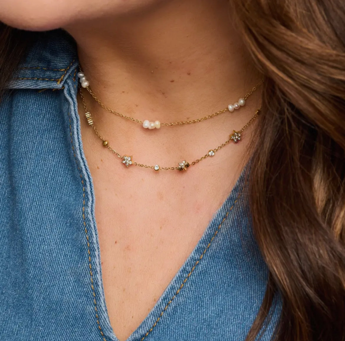 Gold Jessica Crystal Flower Necklace