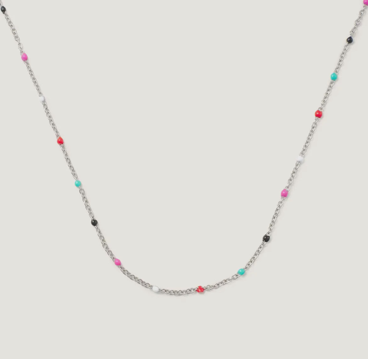 Silver Felix Colorful Beaded Choker Necklace