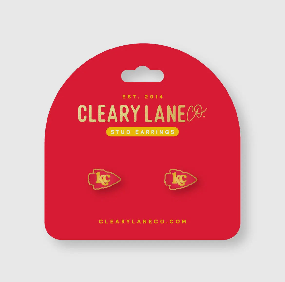 Gold Kansas City Arrowhead Enamel Stud Earrings