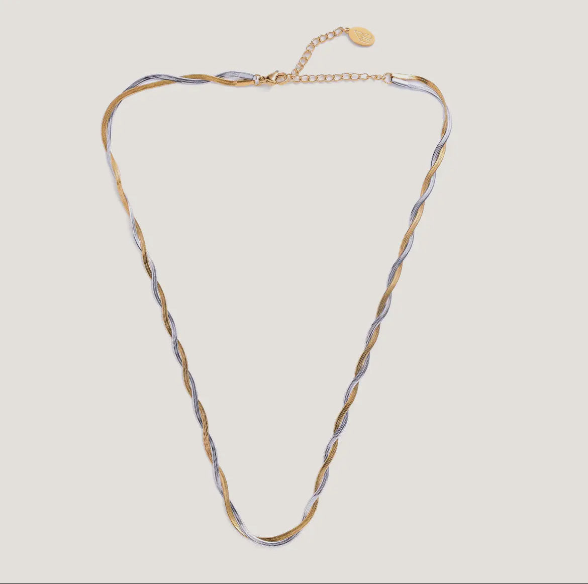 Mixed Metal Herringbone Necklace