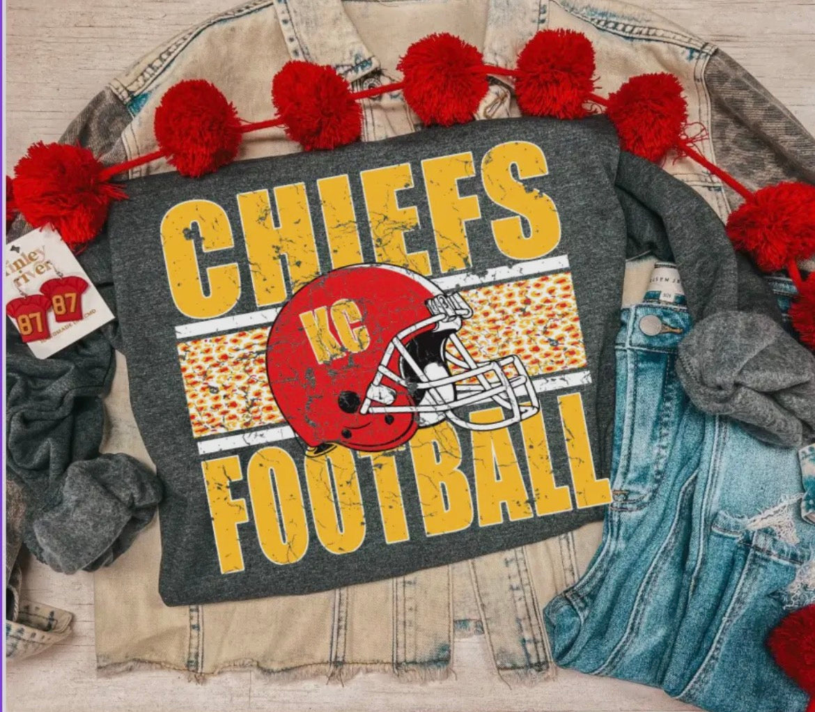 Grey + Cheetah Chiefs Football Crewneck Sweatshirt