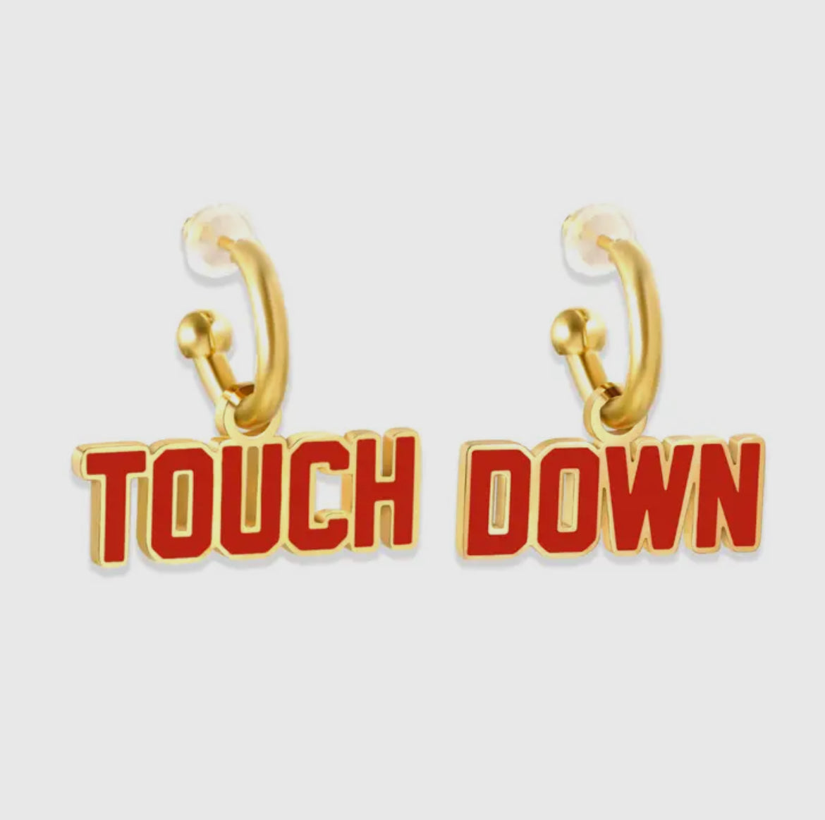 Gold + Red Touchdown Huggie Earrings