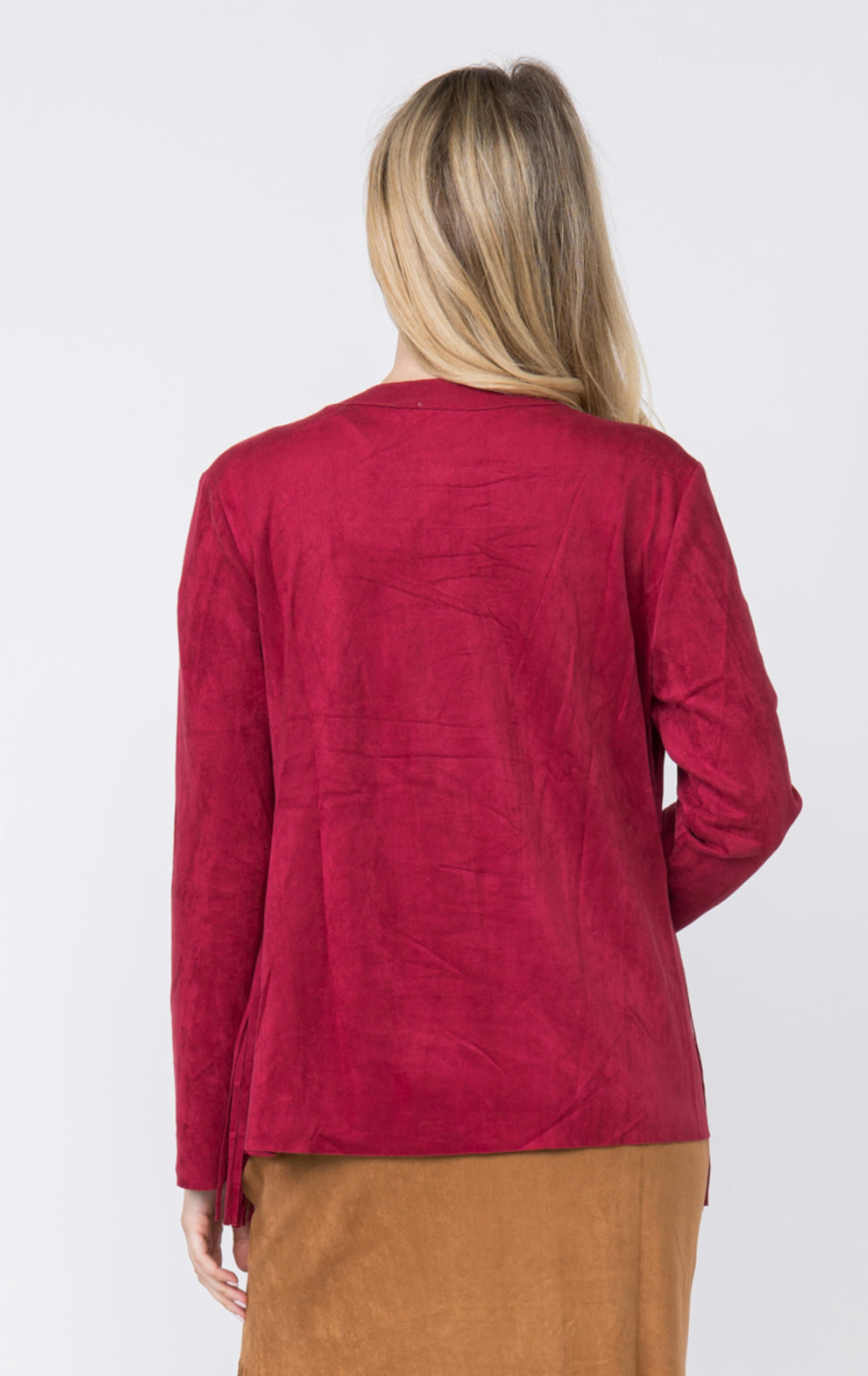 Burgundy Suede Fringe Jacket