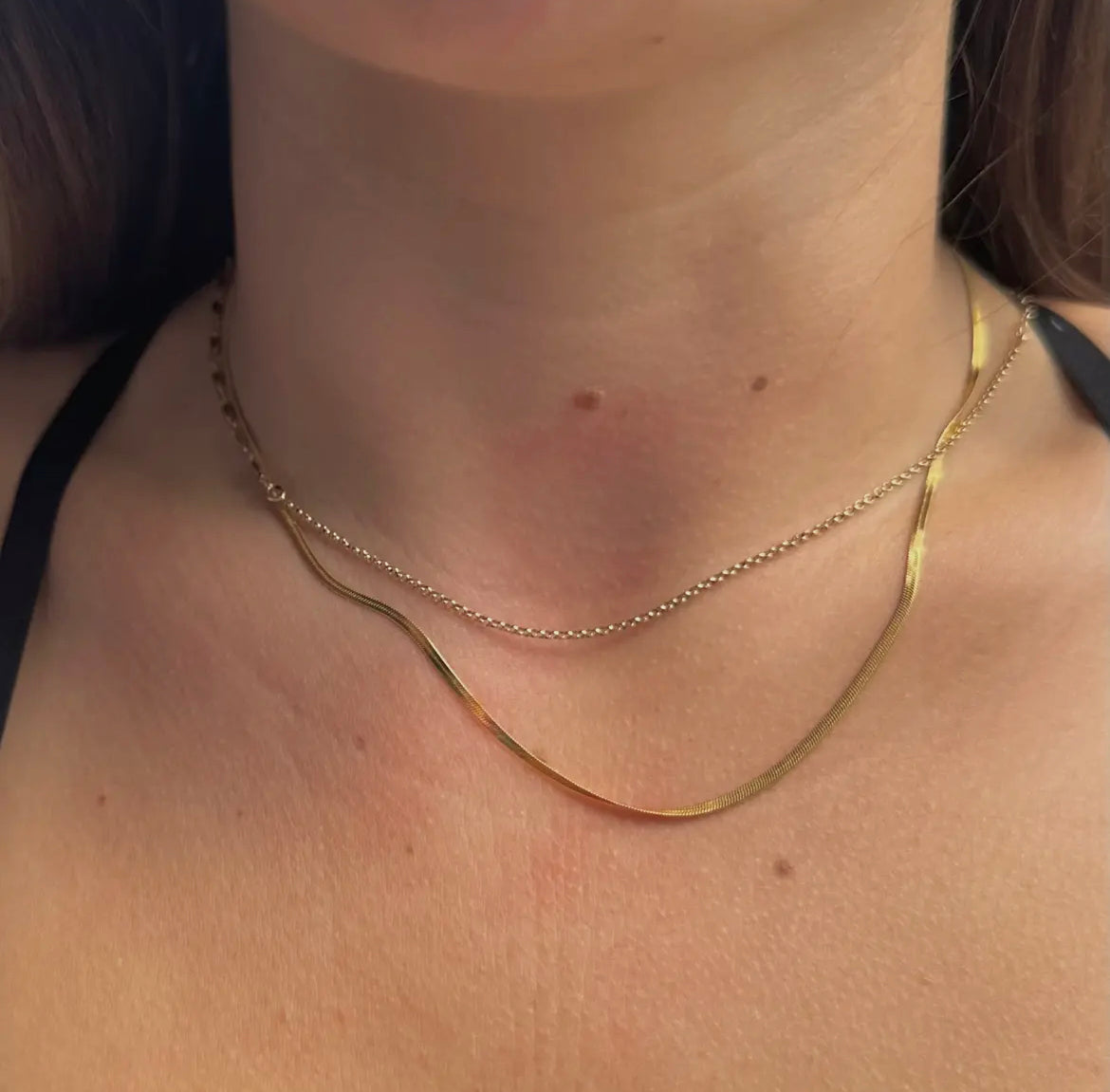 Gold Micro Herringbone Necklace