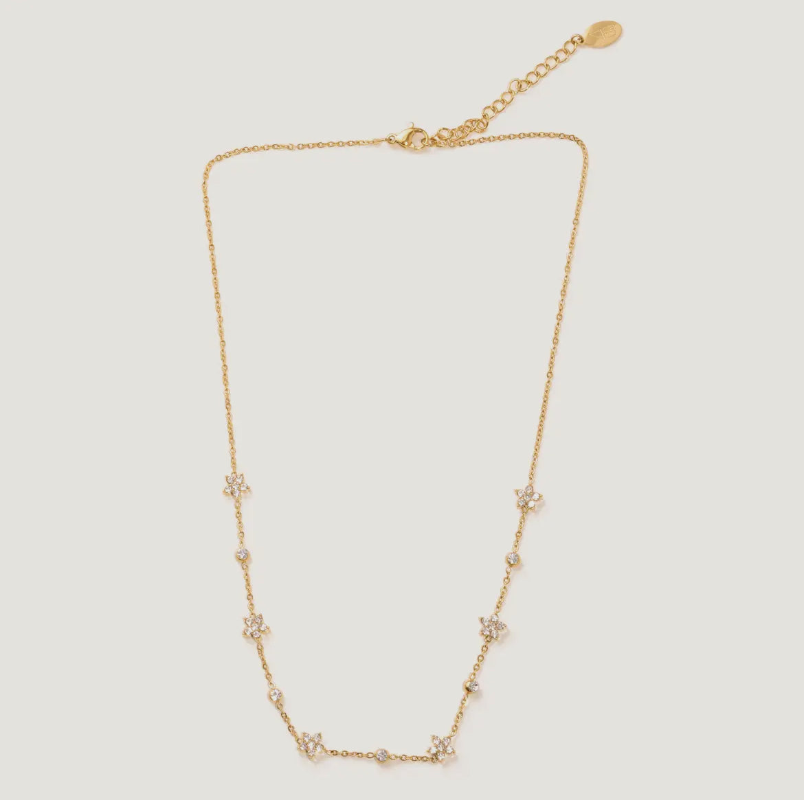 Gold Jessica Crystal Flower Necklace