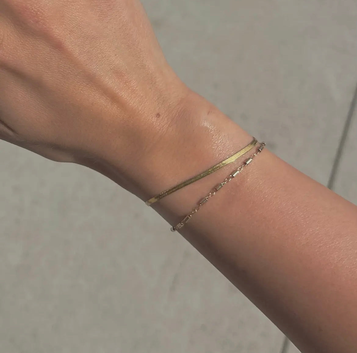 Gold Micro Herringbone Bracelet
