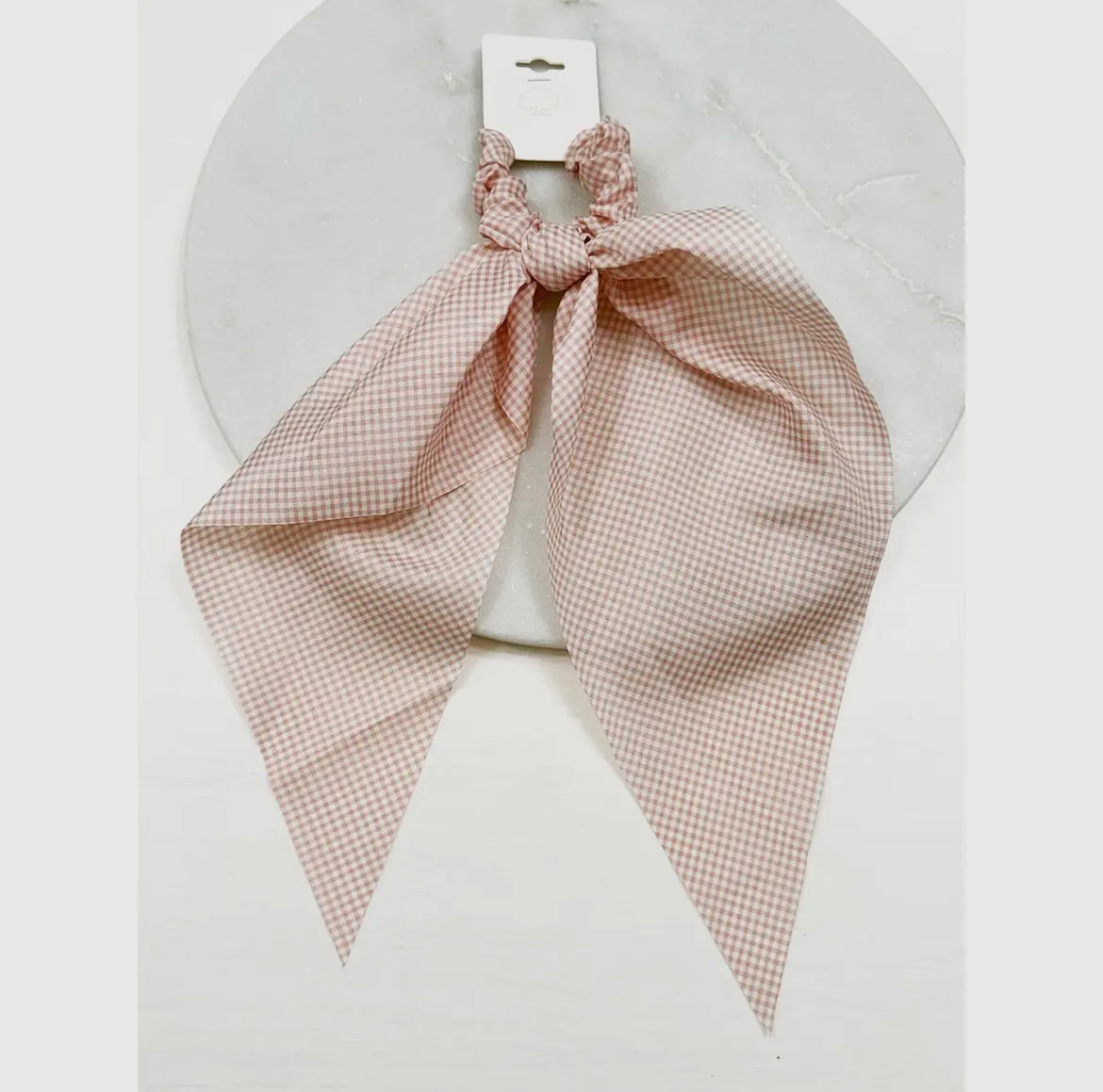 Gingham Long Tail Hair Scrunchie