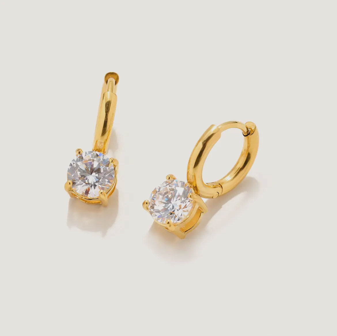 Gold Gem Huggie Earrings