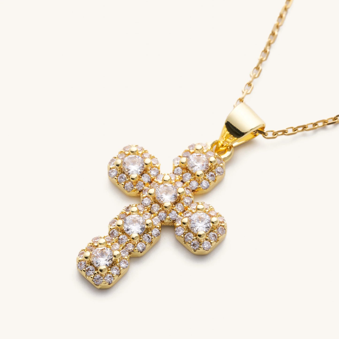 Gold Chunky Crystal Pendant Necklace