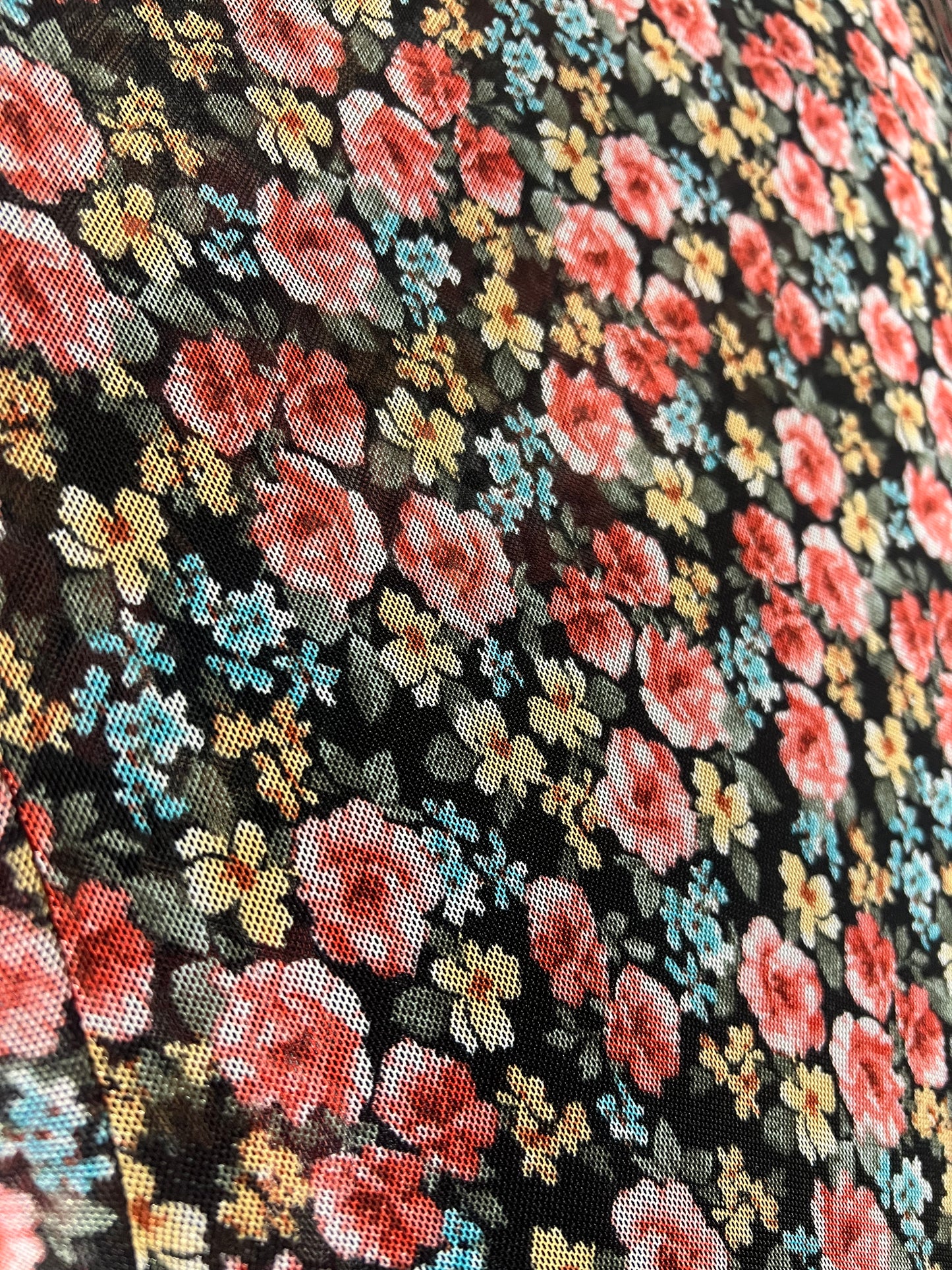 SMALL Floral Print Mesh Maxi Dress