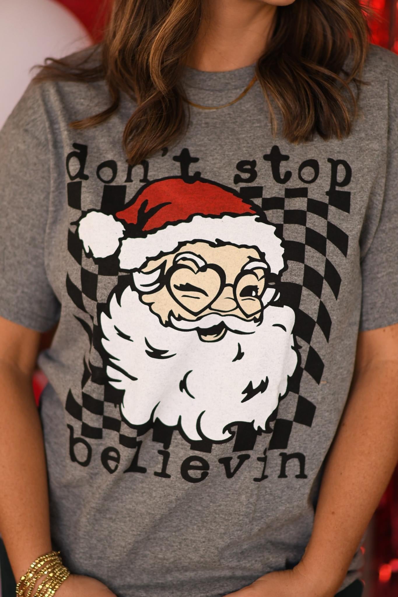LARGE Don’t Stop Believin’ Santa Tee