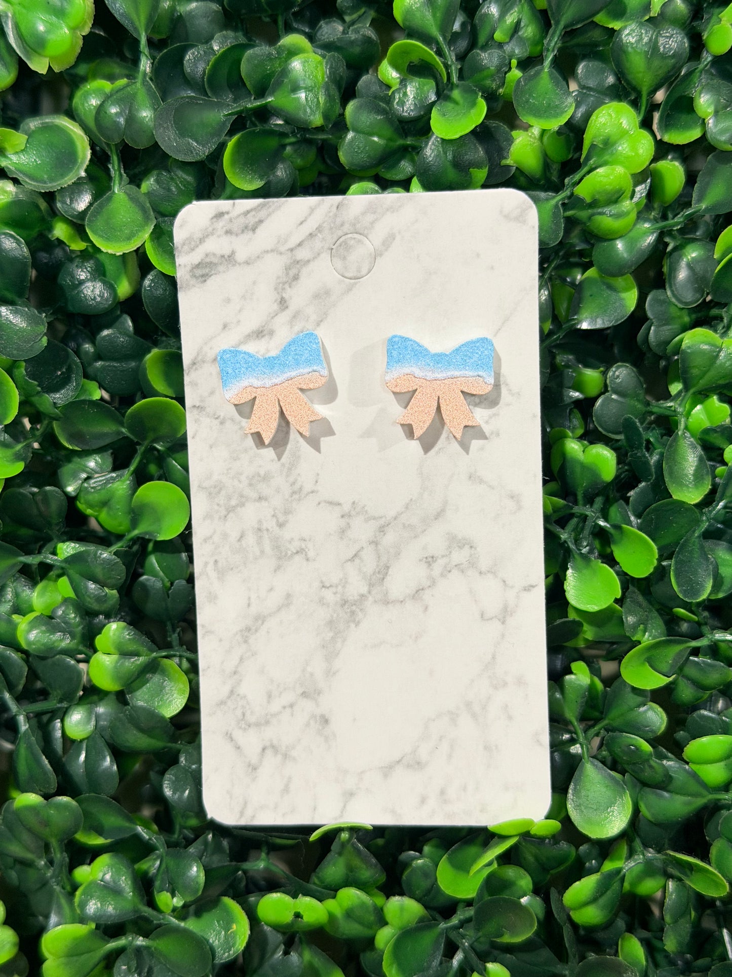 Ocean Wave Bow Stud Earrings