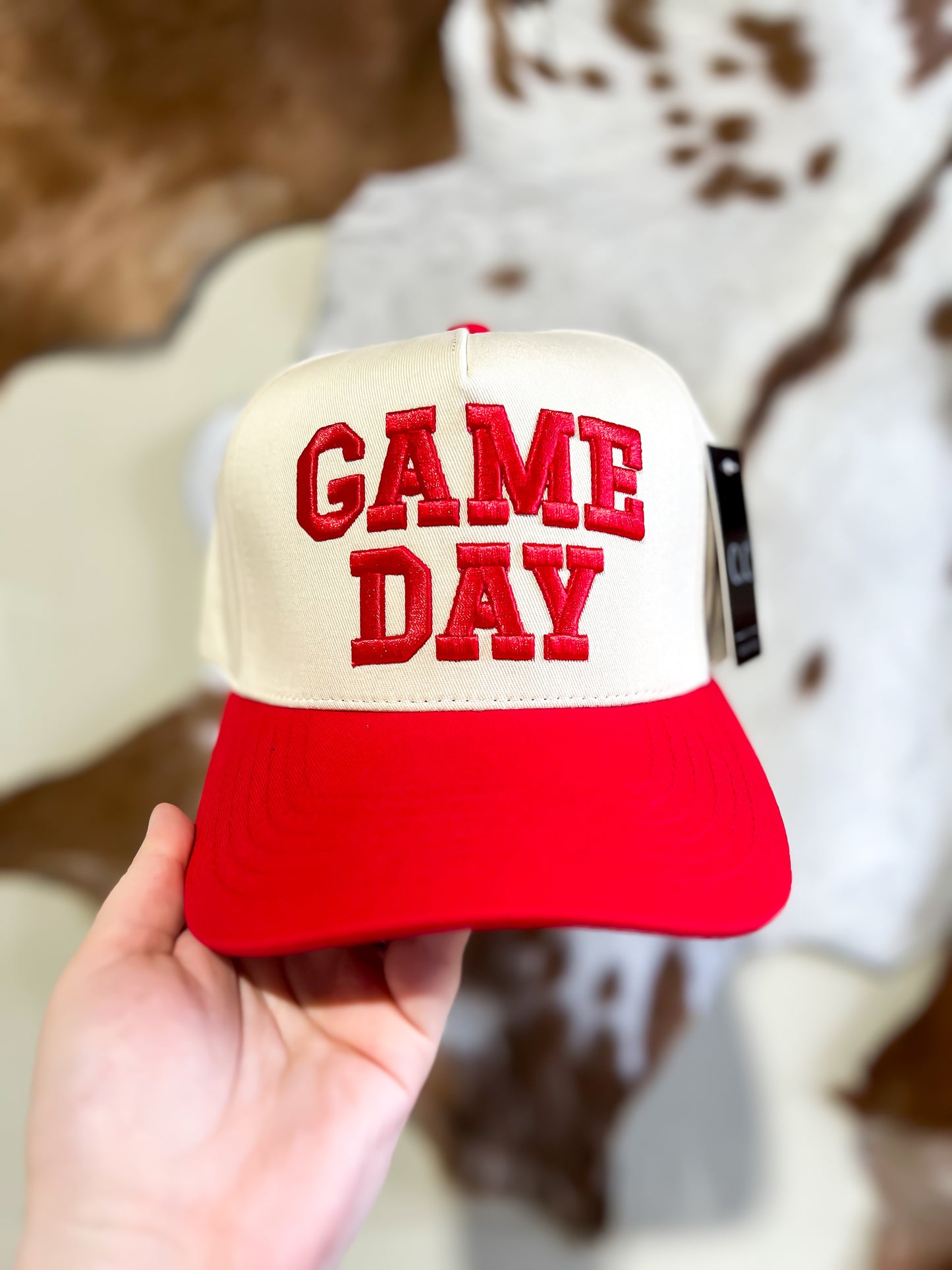 Red Game Day Embroidered Trucker Hat