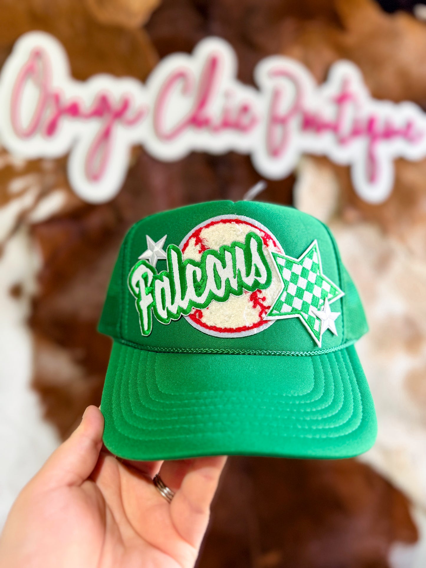 Green Falcons Baseball Trucker Hat