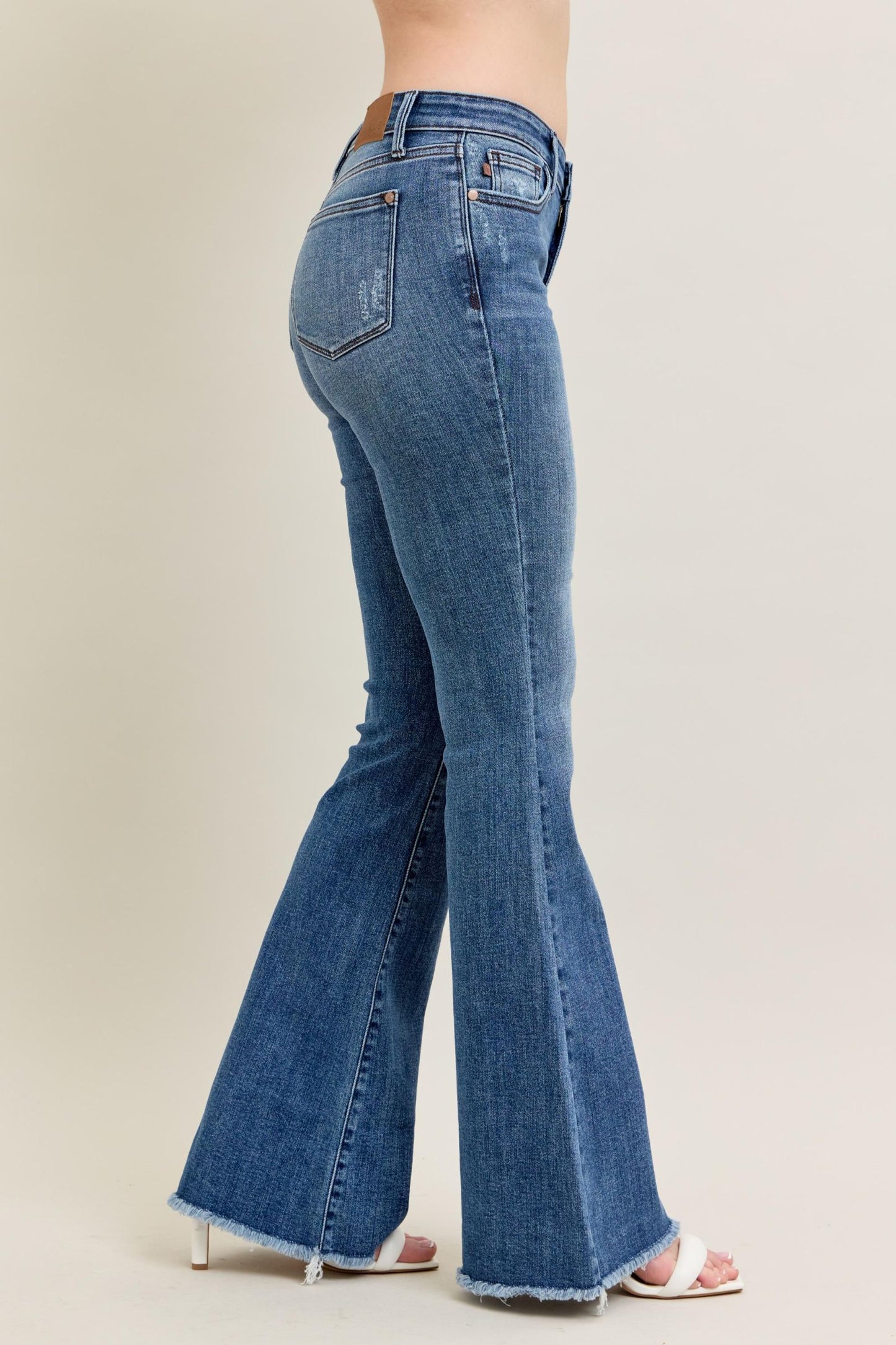 Judy Blue Alora Mid-Rise Frayed Hem Flare Jeans (JB 82670)