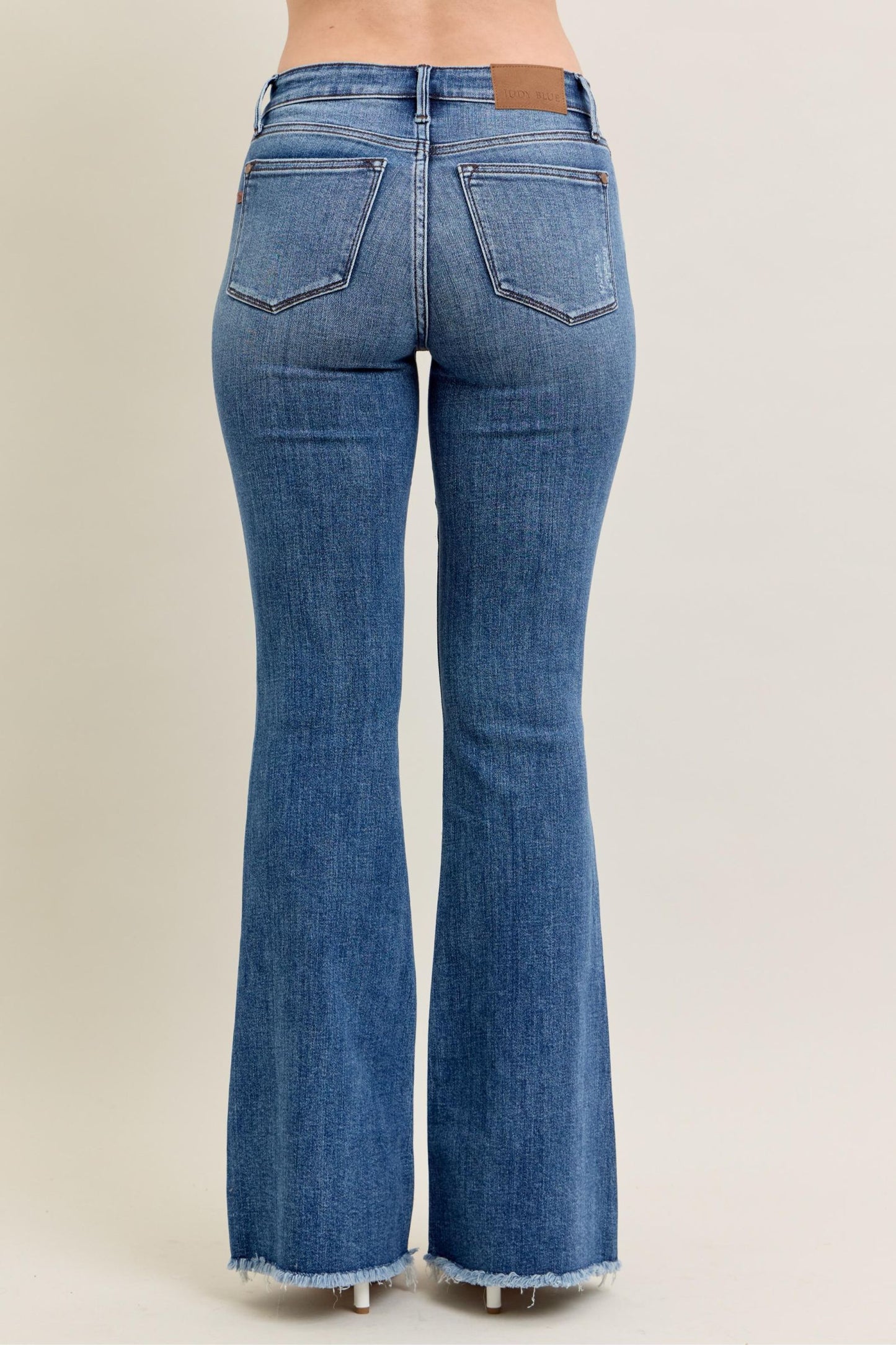Judy Blue Alora Mid-Rise Frayed Hem Flare Jeans (JB 82670)