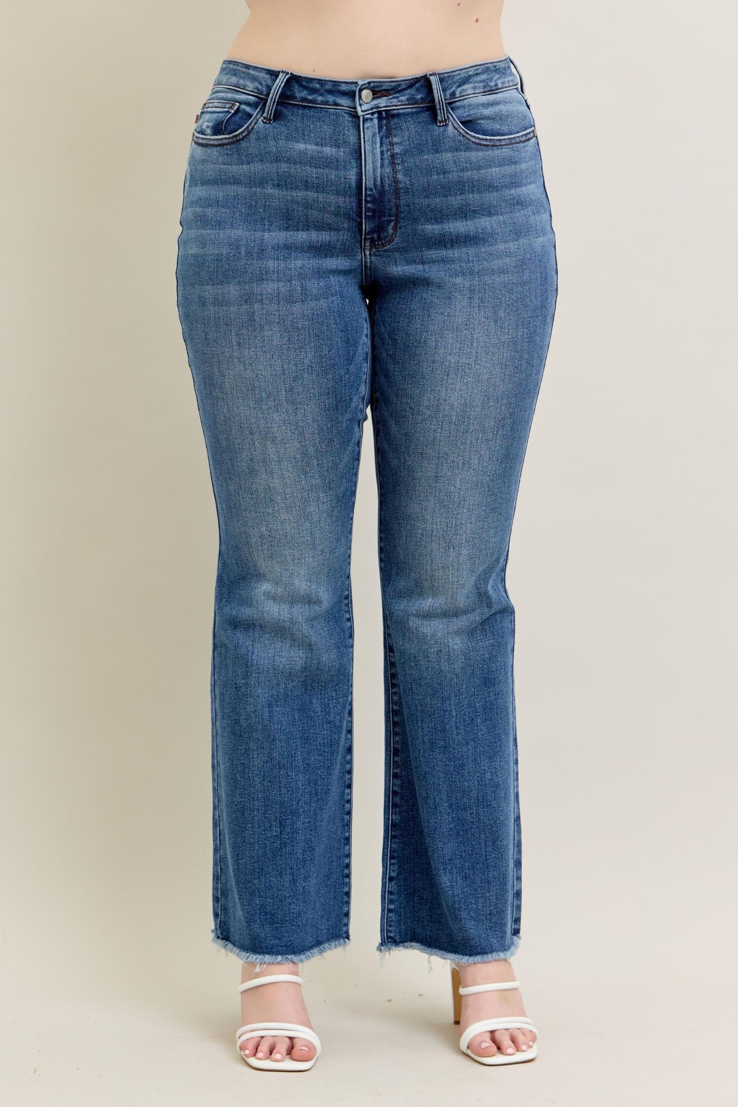 Judy Blue Alora Mid-Rise Frayed Hem Flare Jeans (JB 82670)