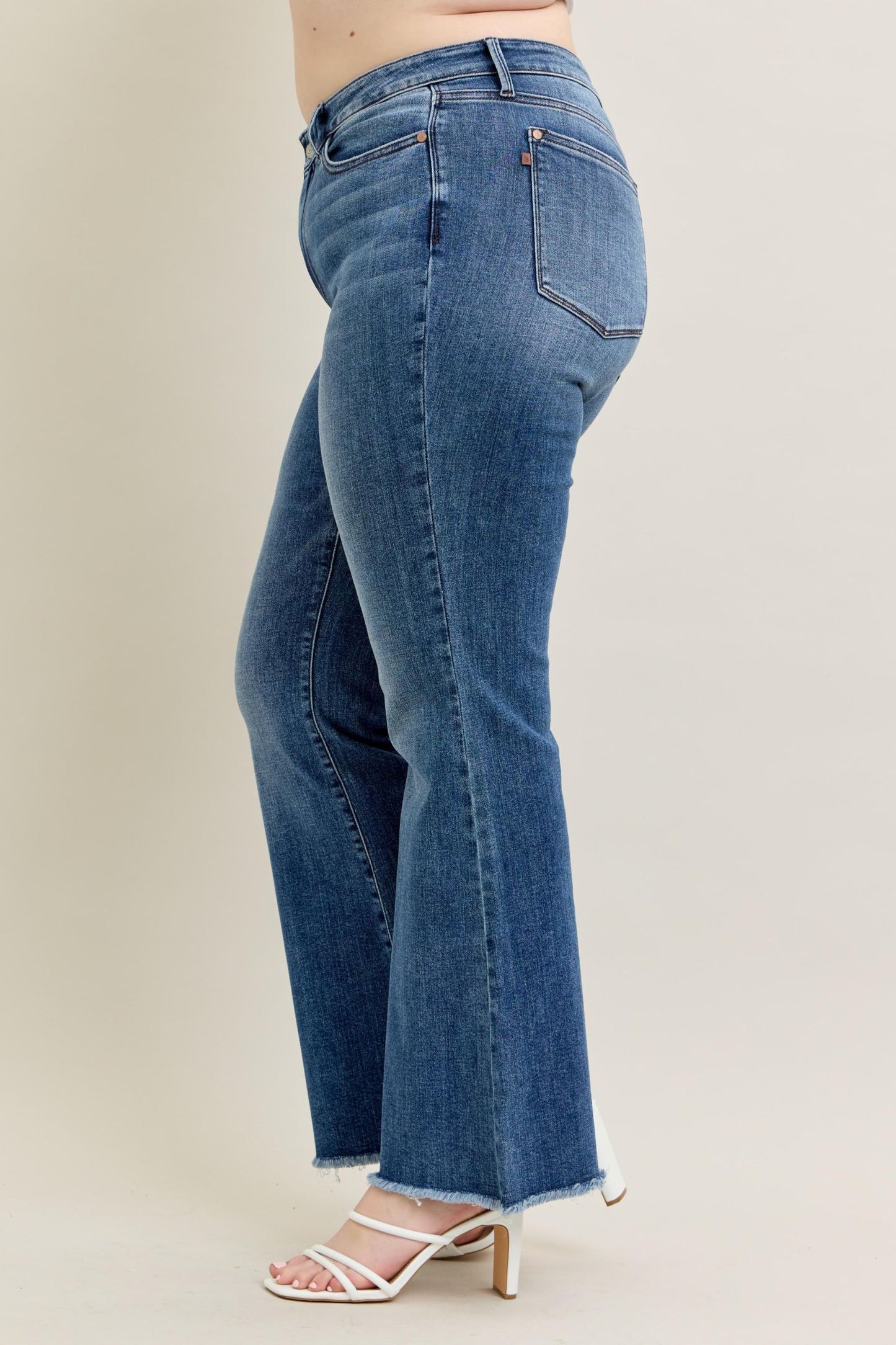 Judy Blue Alora Mid-Rise Frayed Hem Flare Jeans (JB 82670)
