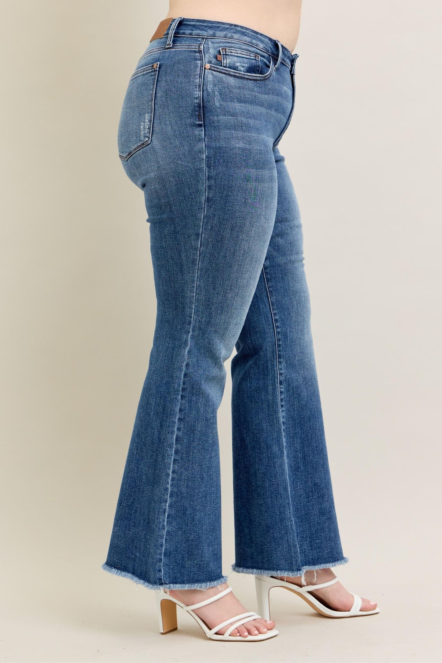 Judy Blue Alora Mid-Rise Frayed Hem Flare Jeans (JB 82670)