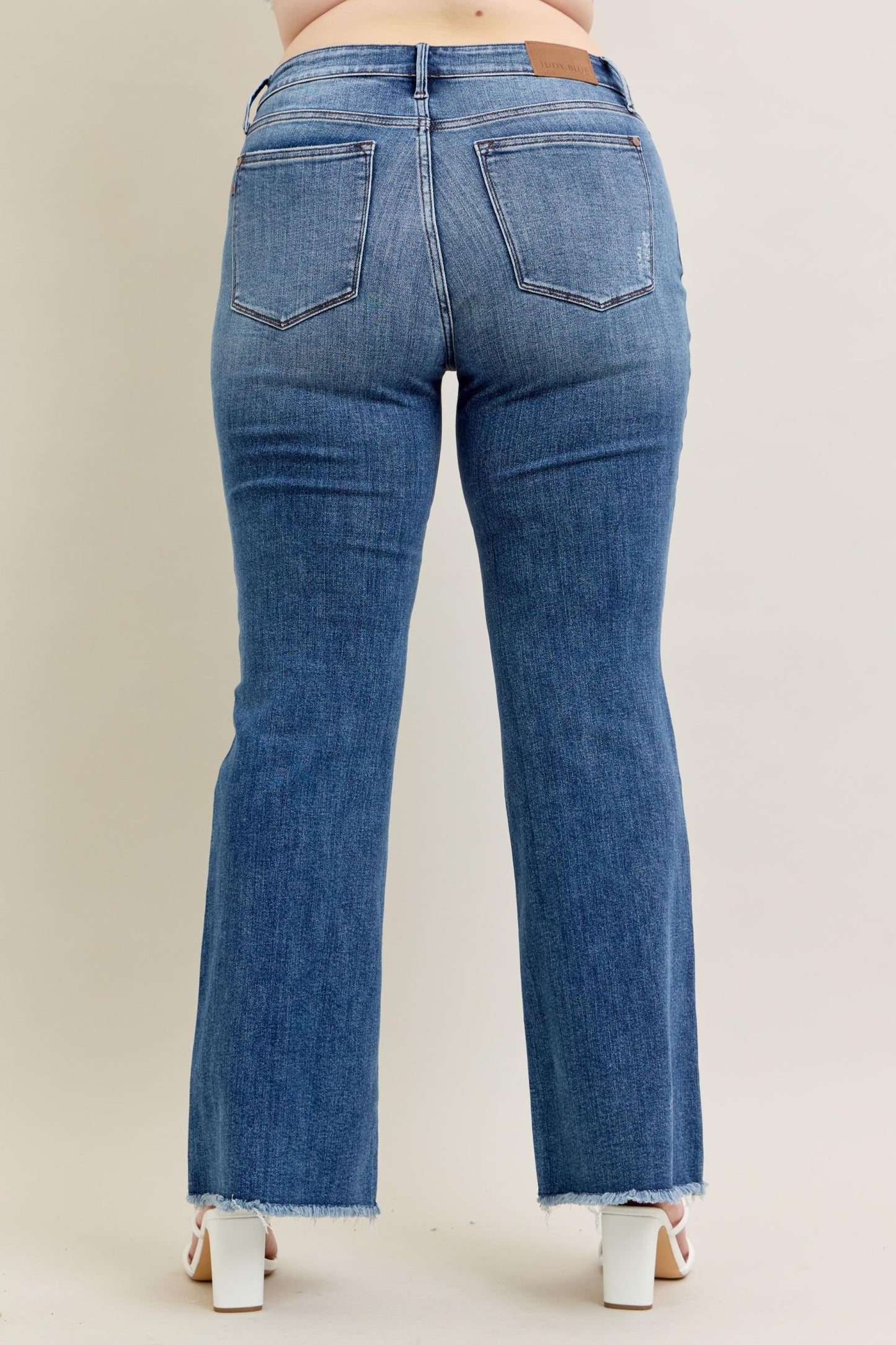 Judy Blue Alora Mid-Rise Frayed Hem Flare Jeans (JB 82670)