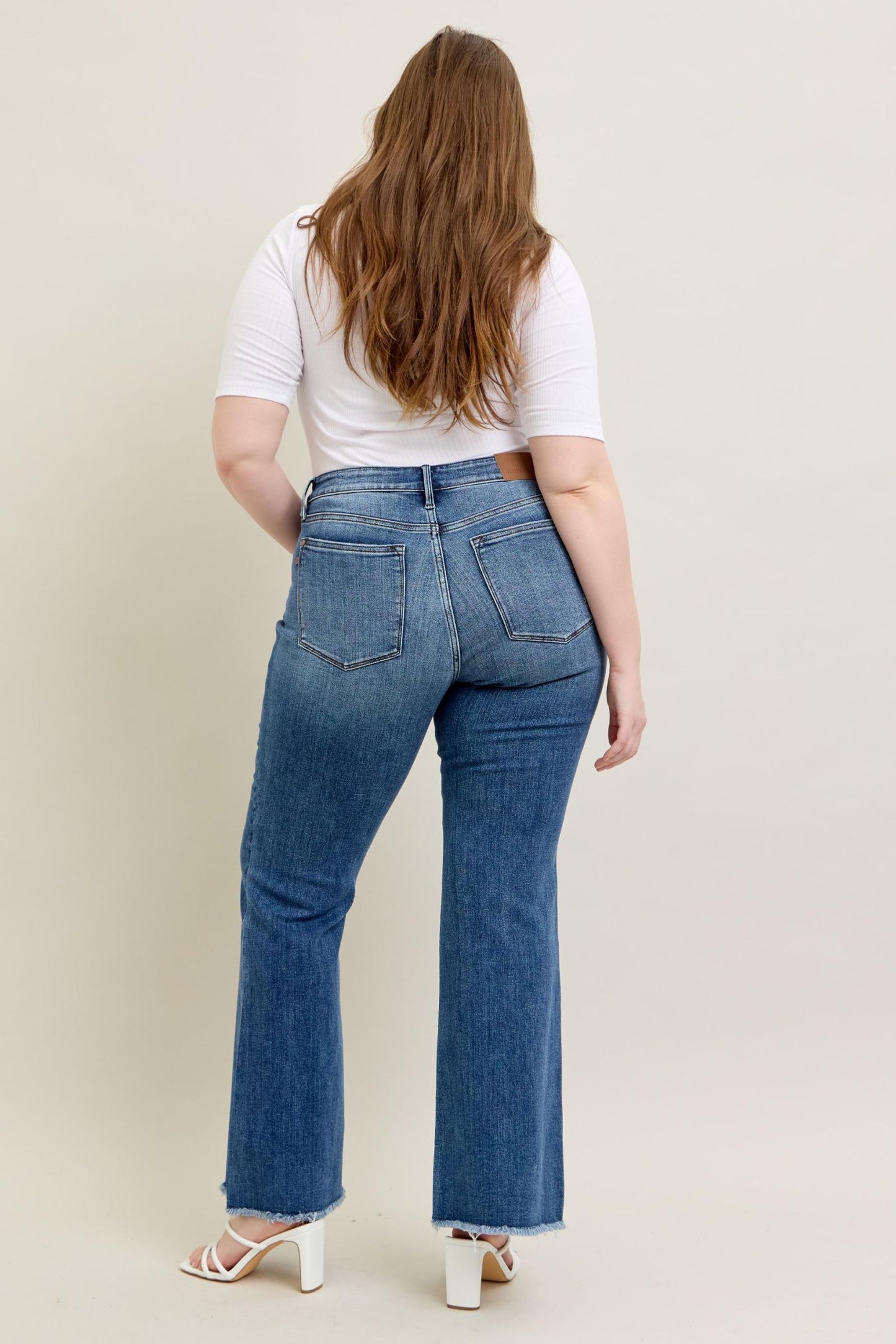 Judy Blue Alora Mid-Rise Frayed Hem Flare Jeans (JB 82670)