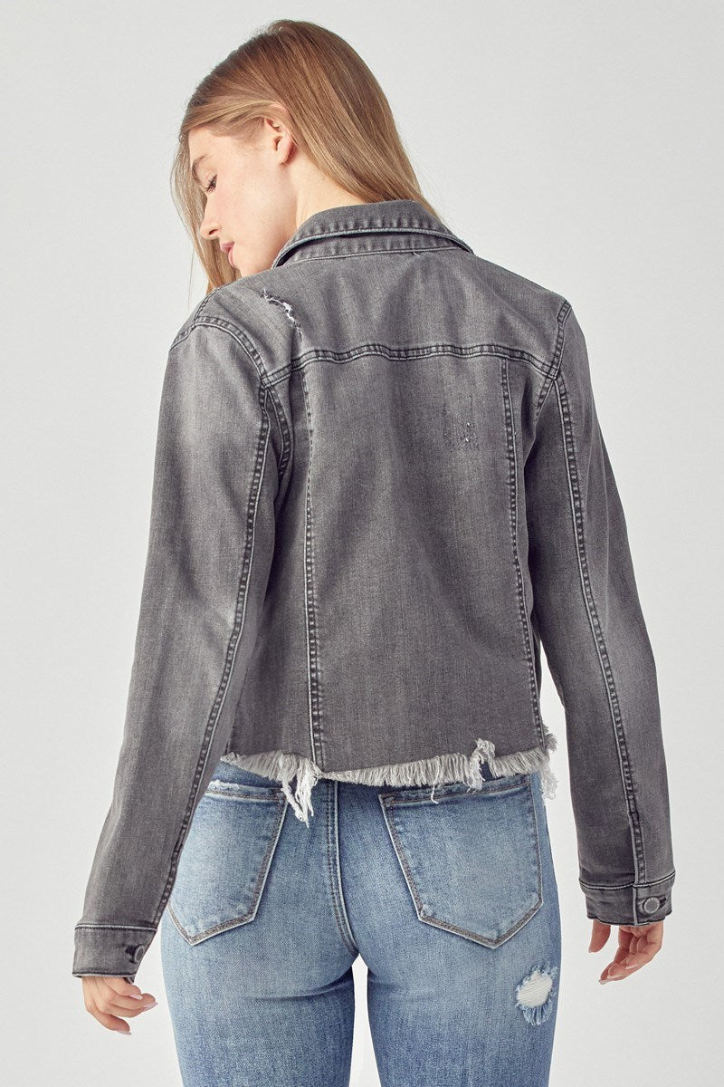 Risen Black Acid Wash Denim Jacket