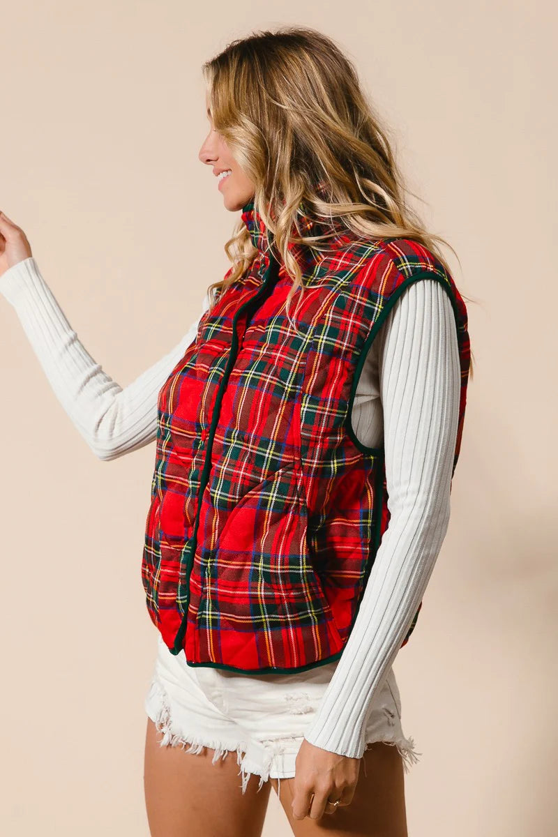 Christmas Plaid Quilted Vest