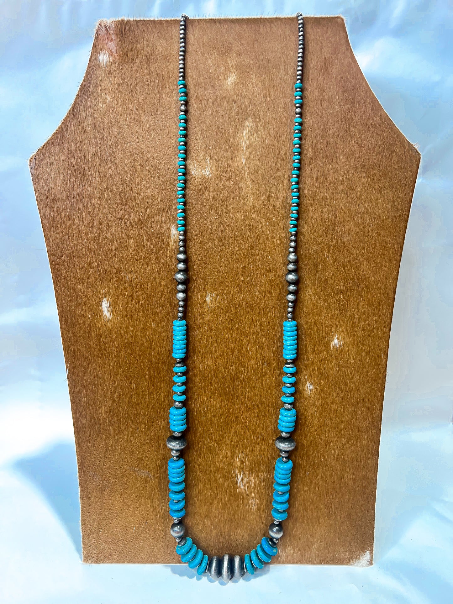 Desert Pearl + Turquoise Beaded Long Necklace