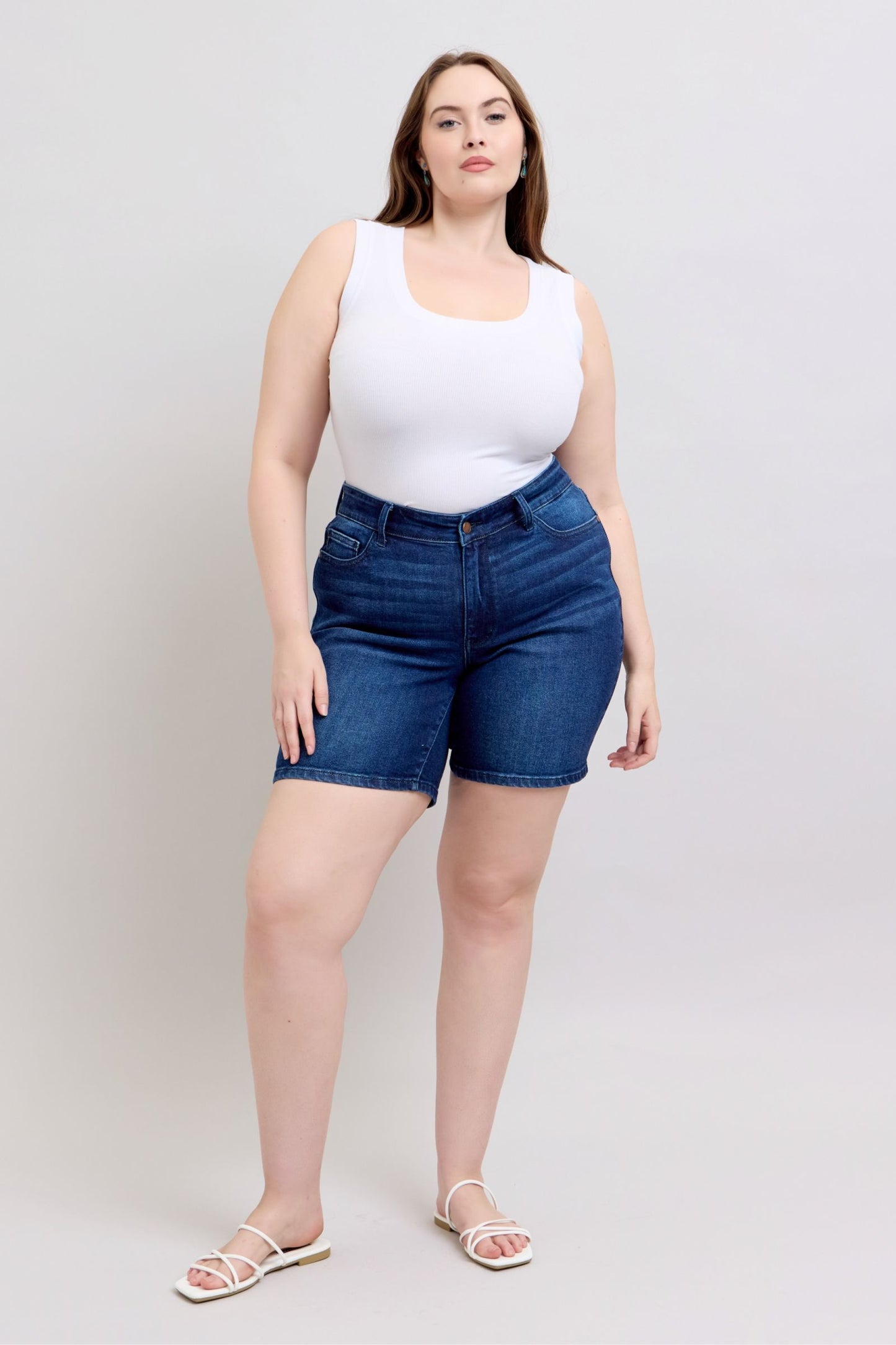Judy Blue Melissa High Rise V-Front Bermuda Shorts (JB 15293)
